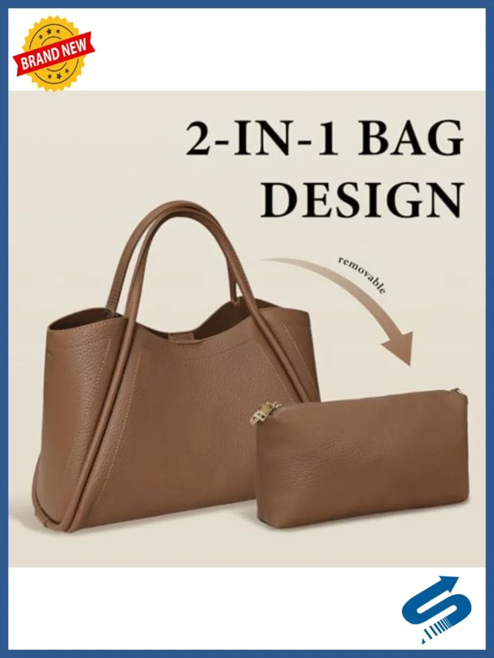 Suede Faux Leather Satchel Crossbody Bag with Adjustable Strap & Inner Pouch